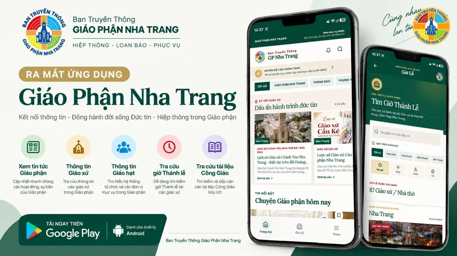 BTT RA MẮT ỨNG DỤNG "GIÁO PHẬN NHA TRANG" TRÊN GOOGLE PLAY
