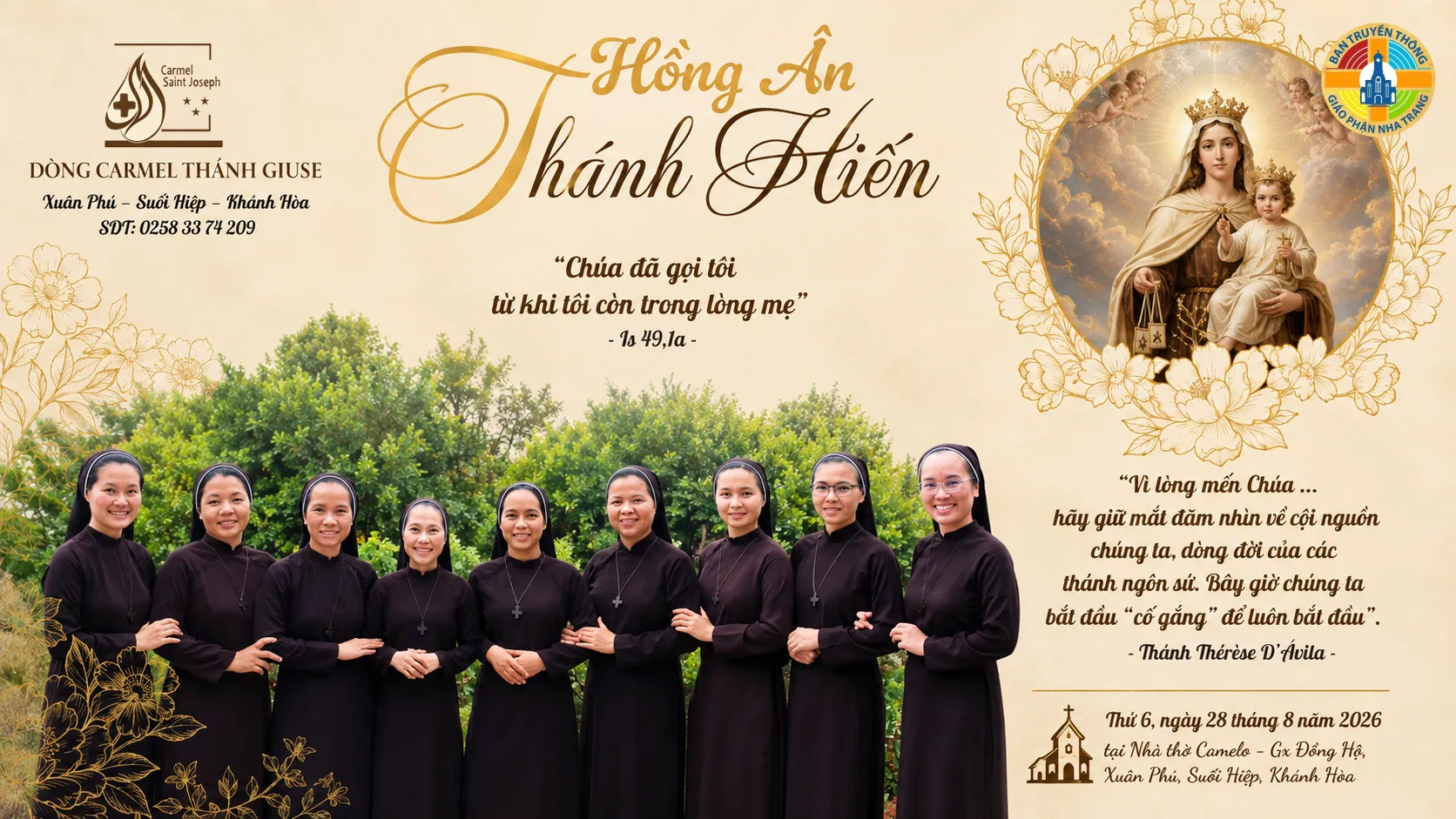 🔴 TRỰC TIẾP : Thánh lễ HỒNG ÂN THÁNH HIẾN - Dòng Carmel Thánh Giuse - 28.08.2026